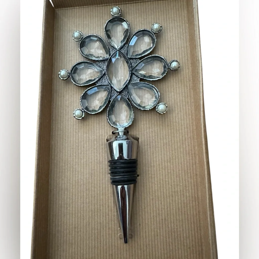 POTTERY BARN Crystal Flower Bottle Stopper